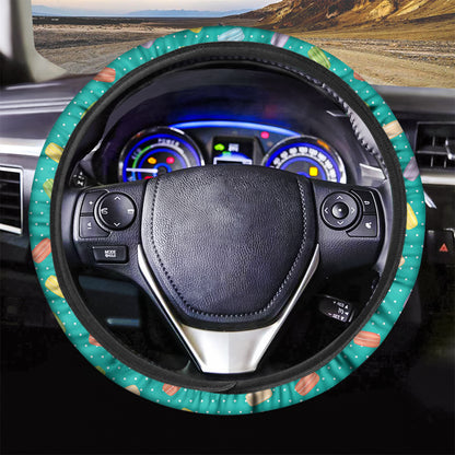 Polka Dot Macaron Pattern Print Car Steering Wheel Cover