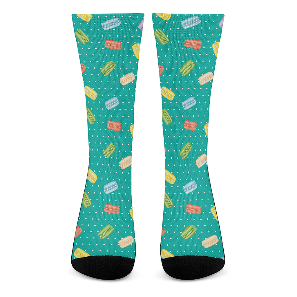 Polka Dot Macaron Pattern Print Crew Socks