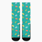 Polka Dot Macaron Pattern Print Crew Socks