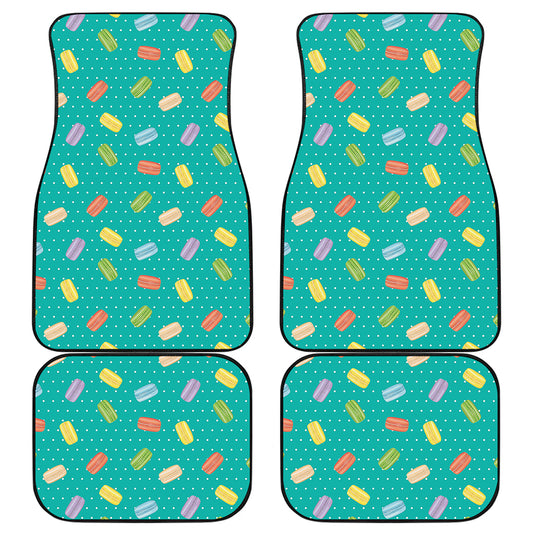 Polka Dot Macaron Pattern Print Front and Back Car Floor Mats