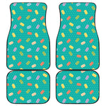 Polka Dot Macaron Pattern Print Front and Back Car Floor Mats
