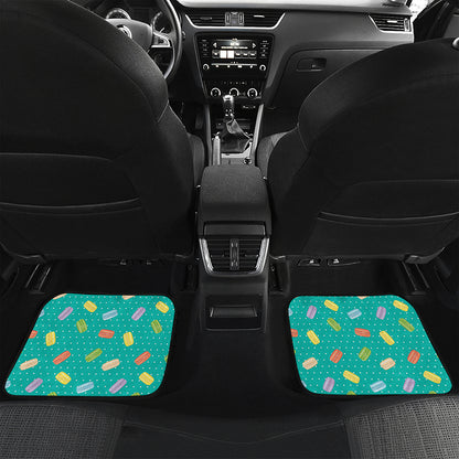 Polka Dot Macaron Pattern Print Front and Back Car Floor Mats