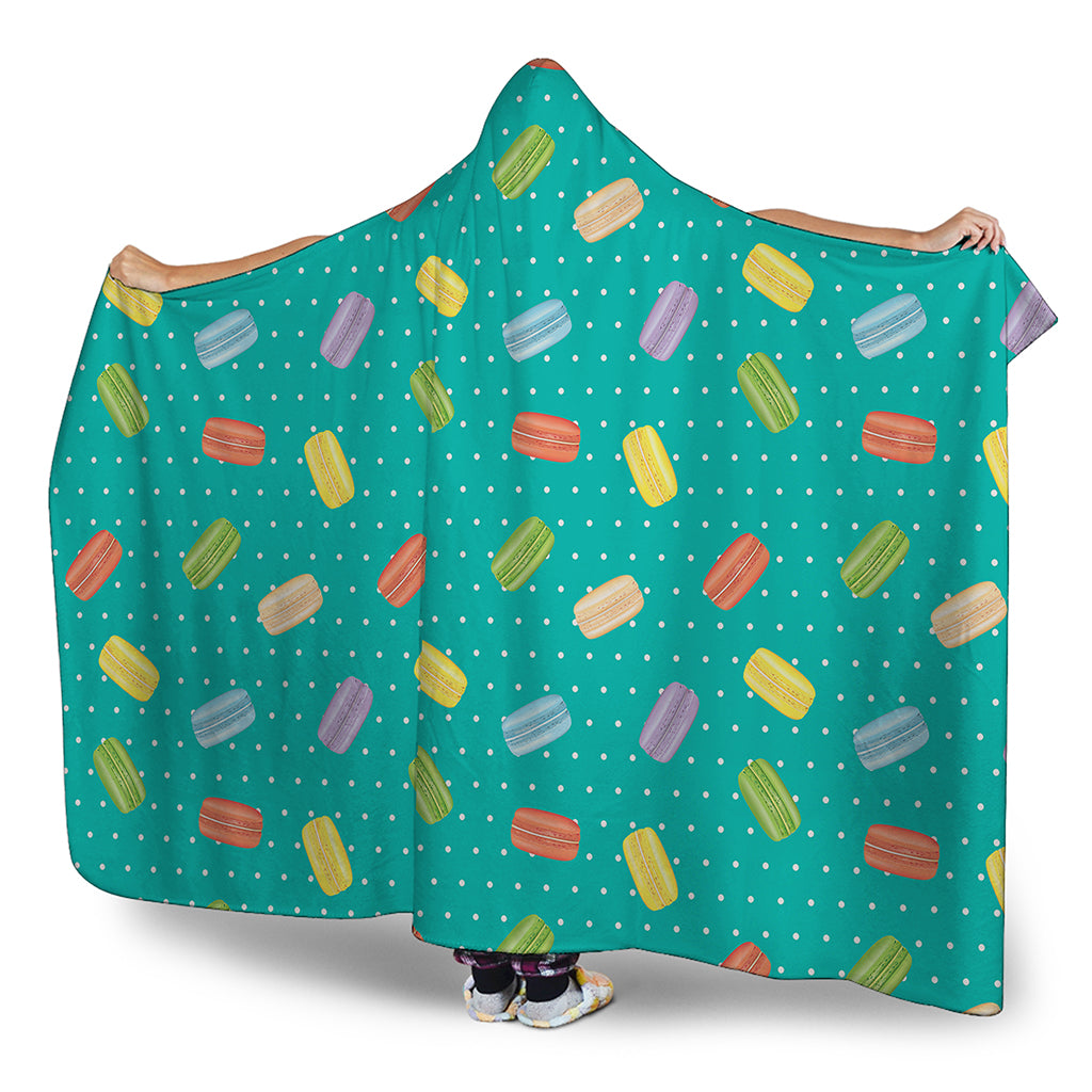 Polka Dot Macaron Pattern Print Hooded Blanket