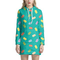 Polka Dot Macaron Pattern Print Pullover Hoodie Dress