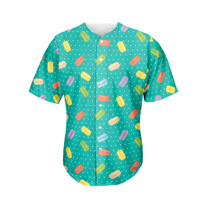 Polka Dot Macaron Pattern Print Men's Baseball Jersey