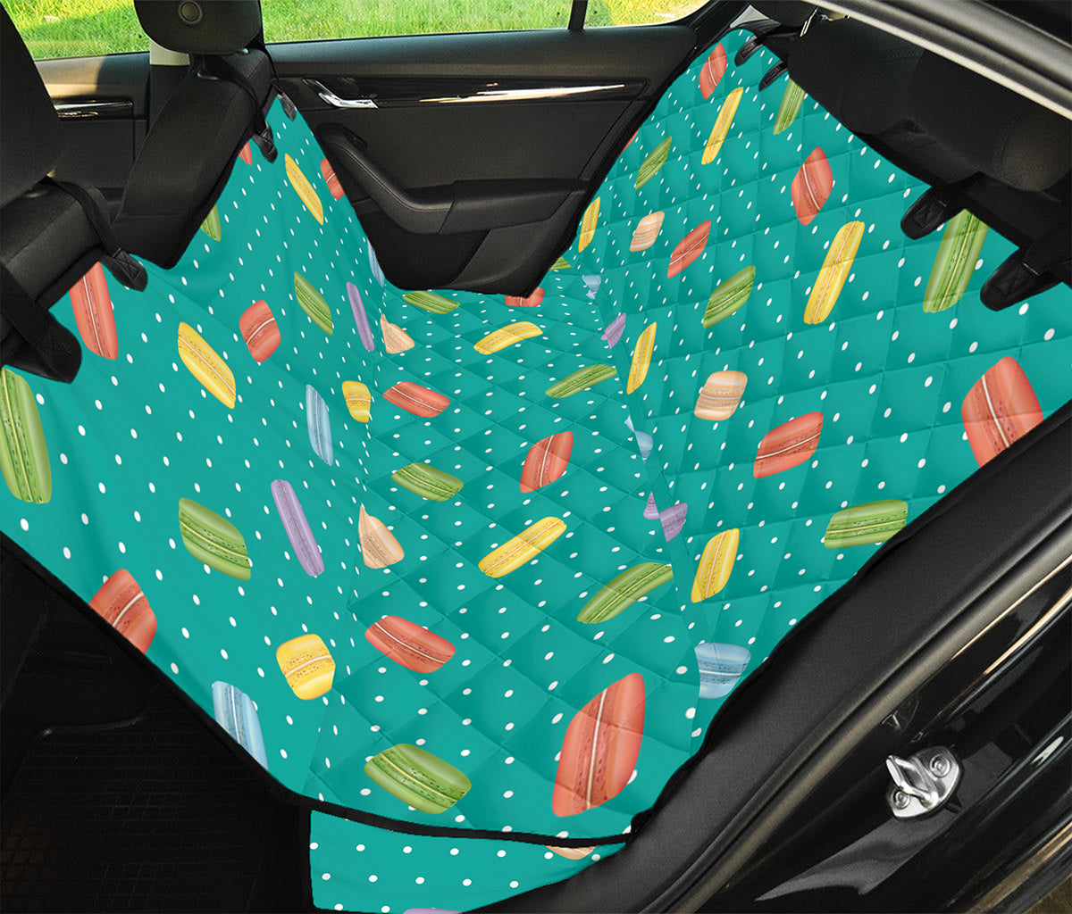 Polka Dot Macaron Pattern Print Pet Car Back Seat Cover