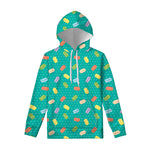 Polka Dot Macaron Pattern Print Pullover Hoodie