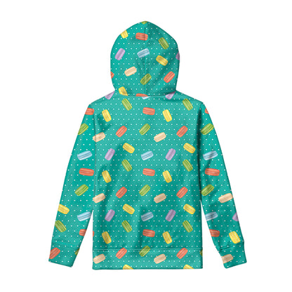 Polka Dot Macaron Pattern Print Pullover Hoodie