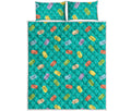 Polka Dot Macaron Pattern Print Quilt Bed Set