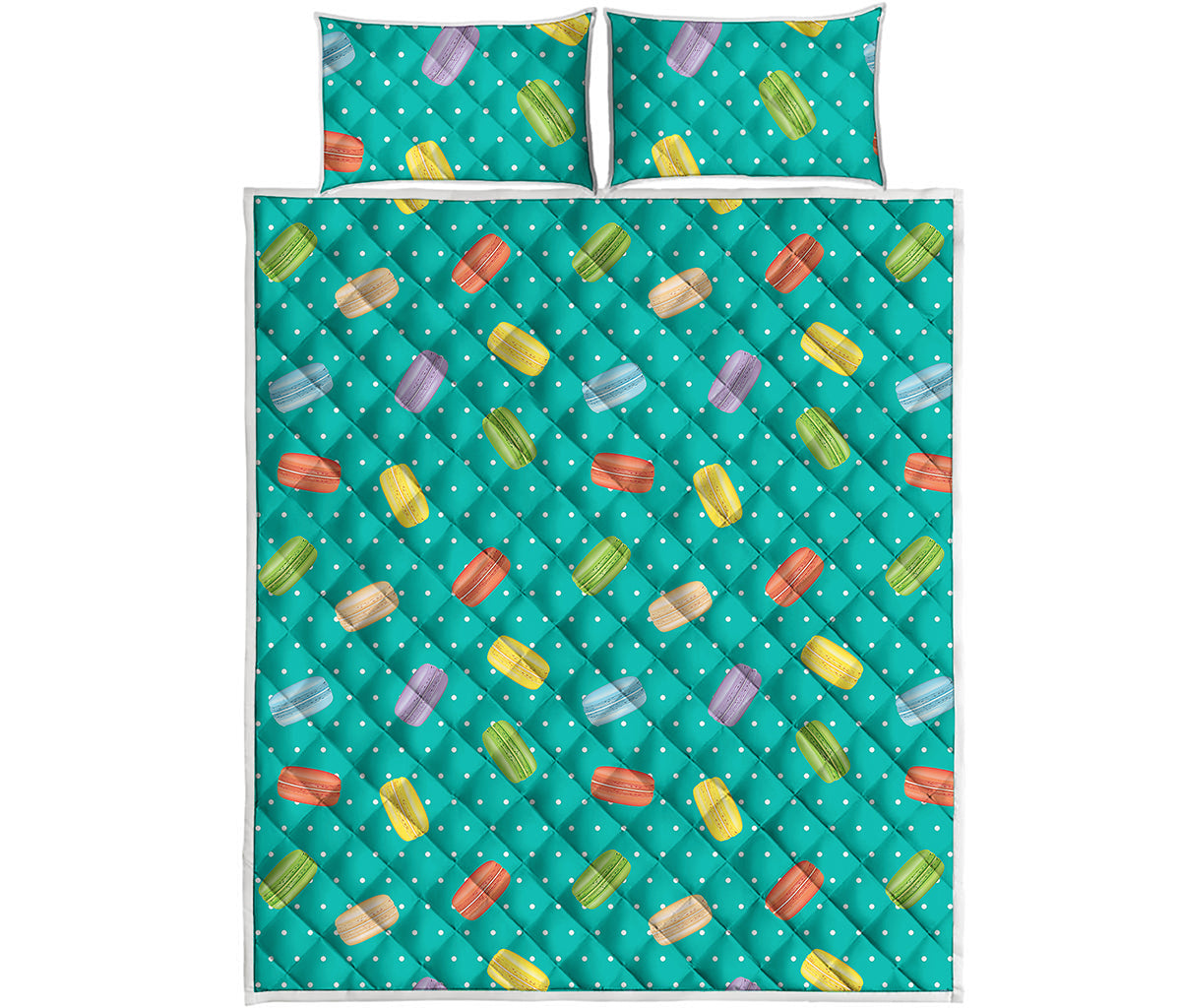 Polka Dot Macaron Pattern Print Quilt Bed Set
