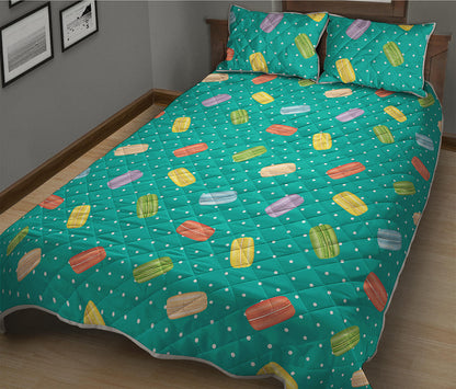 Polka Dot Macaron Pattern Print Quilt Bed Set