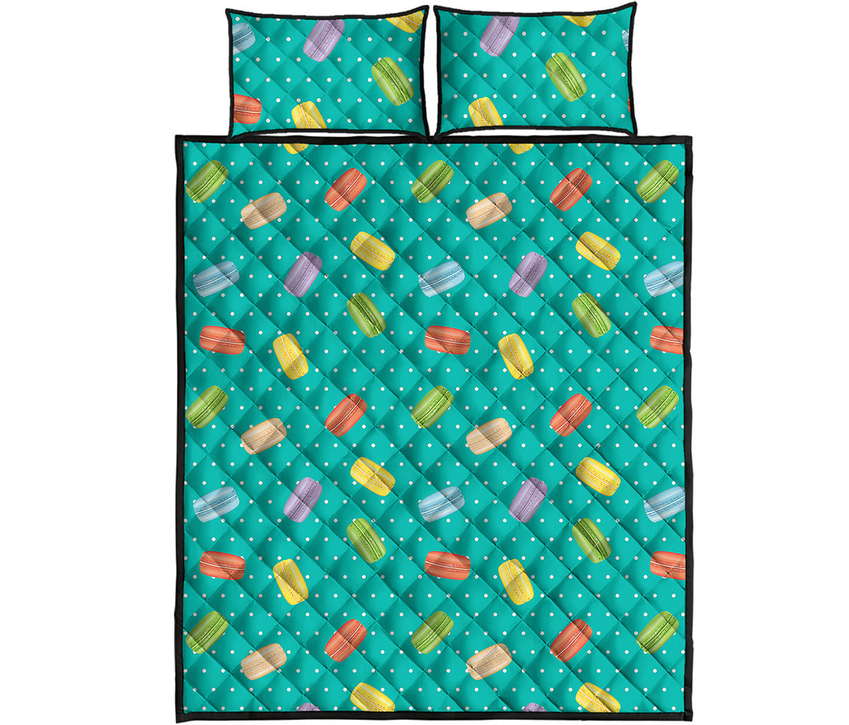 Polka Dot Macaron Pattern Print Quilt Bed Set