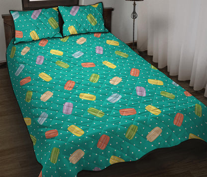 Polka Dot Macaron Pattern Print Quilt Bed Set