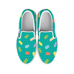 Polka Dot Macaron Pattern Print White Slip On Shoes