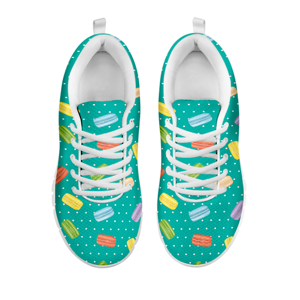 Polka Dot Macaron Pattern Print White Sneakers