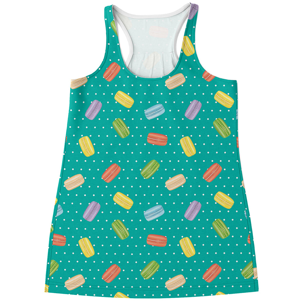 Polka Dot Macaron Pattern Print Women's Racerback Tank Top