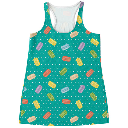 Polka Dot Macaron Pattern Print Women's Racerback Tank Top