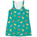 Polka Dot Macaron Pattern Print Women's Racerback Tank Top