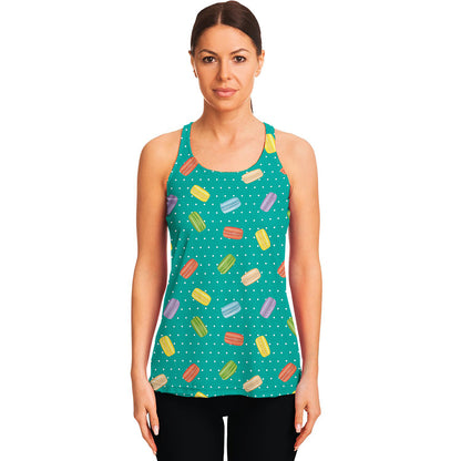 Polka Dot Macaron Pattern Print Women's Racerback Tank Top