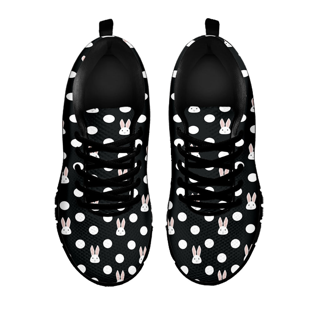 Polka Dot Rabbit Pattern Print Black Sneakers