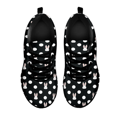 Polka Dot Rabbit Pattern Print Black Sneakers