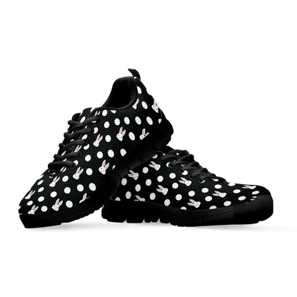 Polka Dot Rabbit Pattern Print Black Sneakers