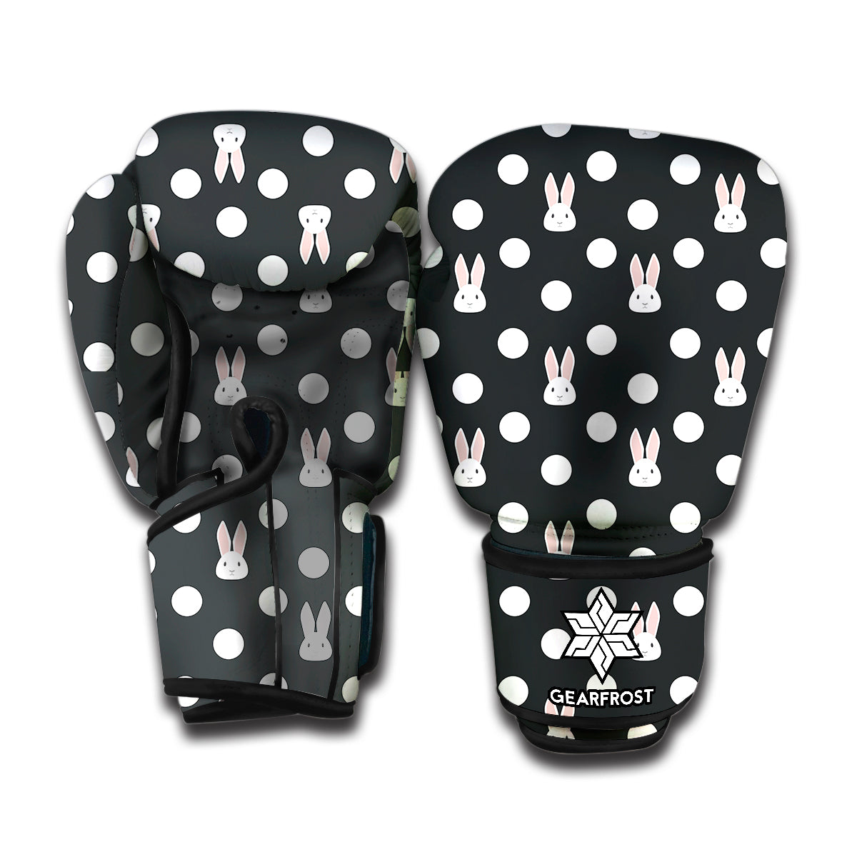 Polka Dot Rabbit Pattern Print Boxing Gloves