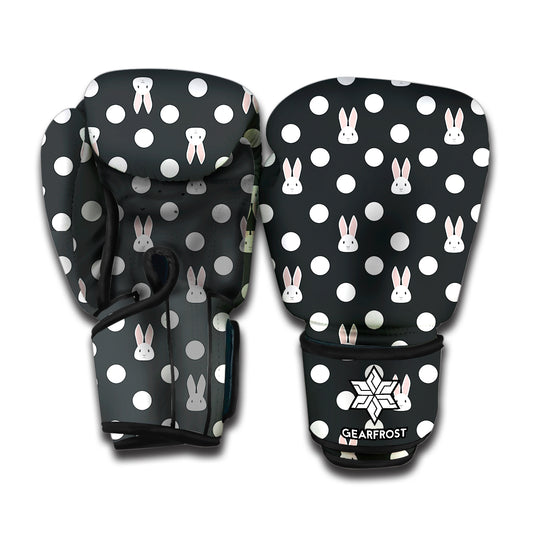 Polka Dot Rabbit Pattern Print Boxing Gloves