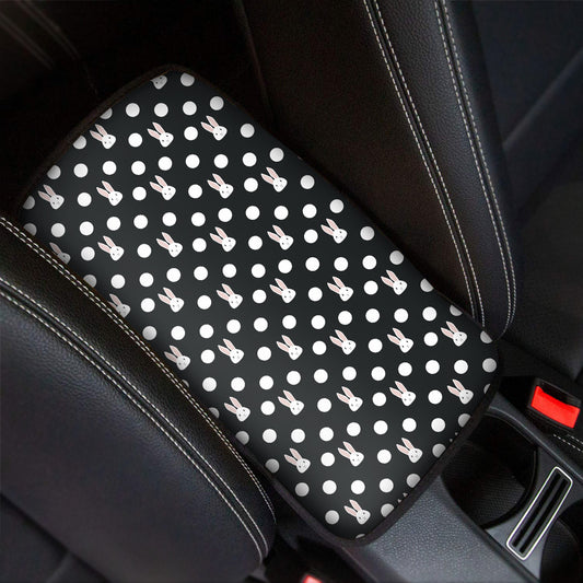 Polka Dot Rabbit Pattern Print Car Center Console Cover