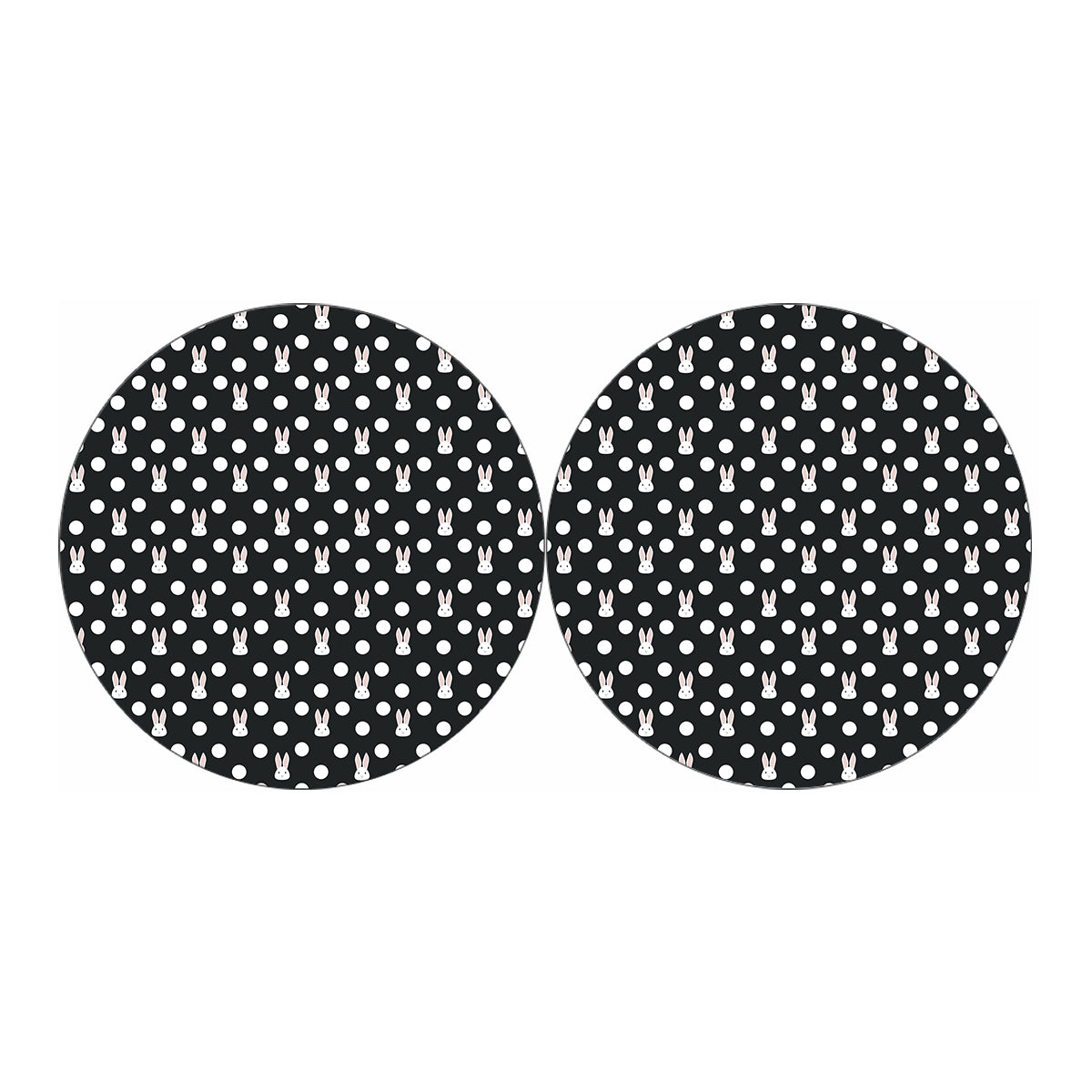 Polka Dot Rabbit Pattern Print Car Coasters