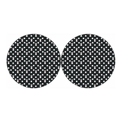 Polka Dot Rabbit Pattern Print Car Coasters