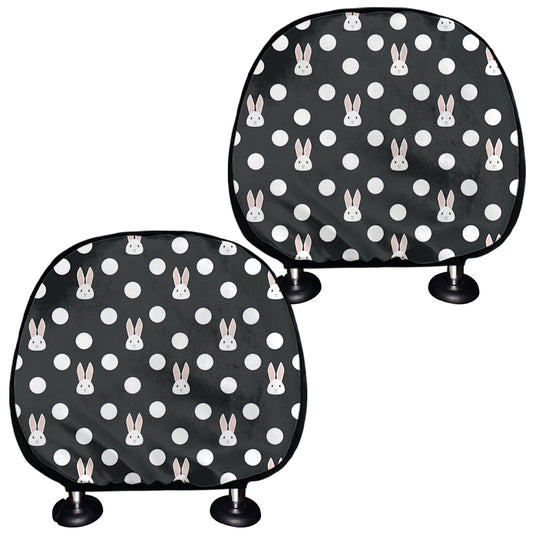 Polka Dot Rabbit Pattern Print Car Headrest Covers