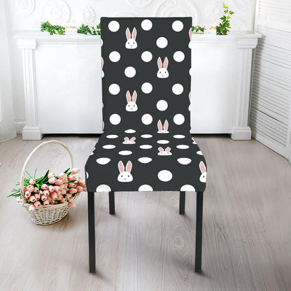 Polka Dot Rabbit Pattern Print Dining Chair Slipcover