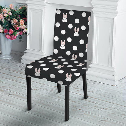 Polka Dot Rabbit Pattern Print Dining Chair Slipcover