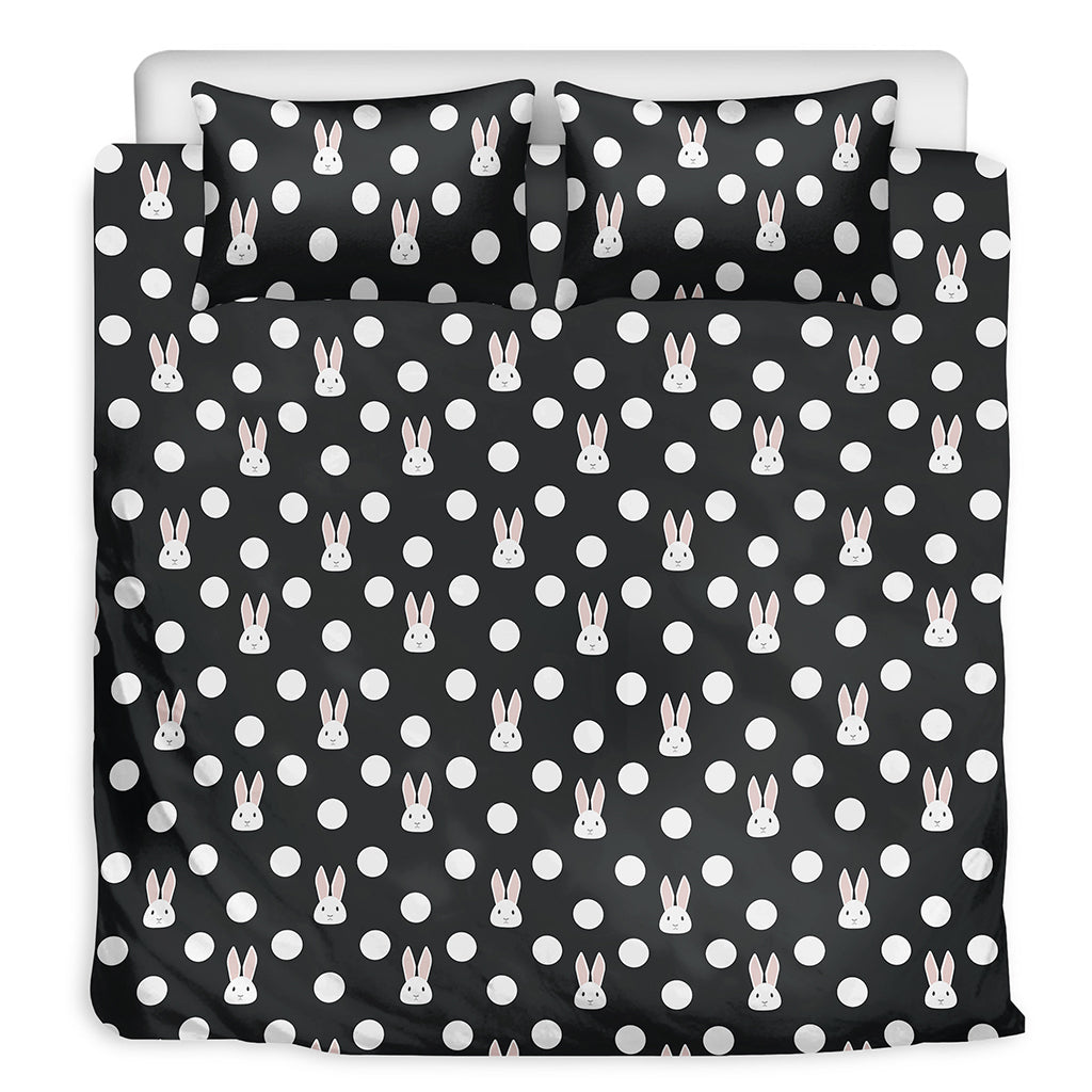 Polka Dot Rabbit Pattern Print Duvet Cover Bedding Set