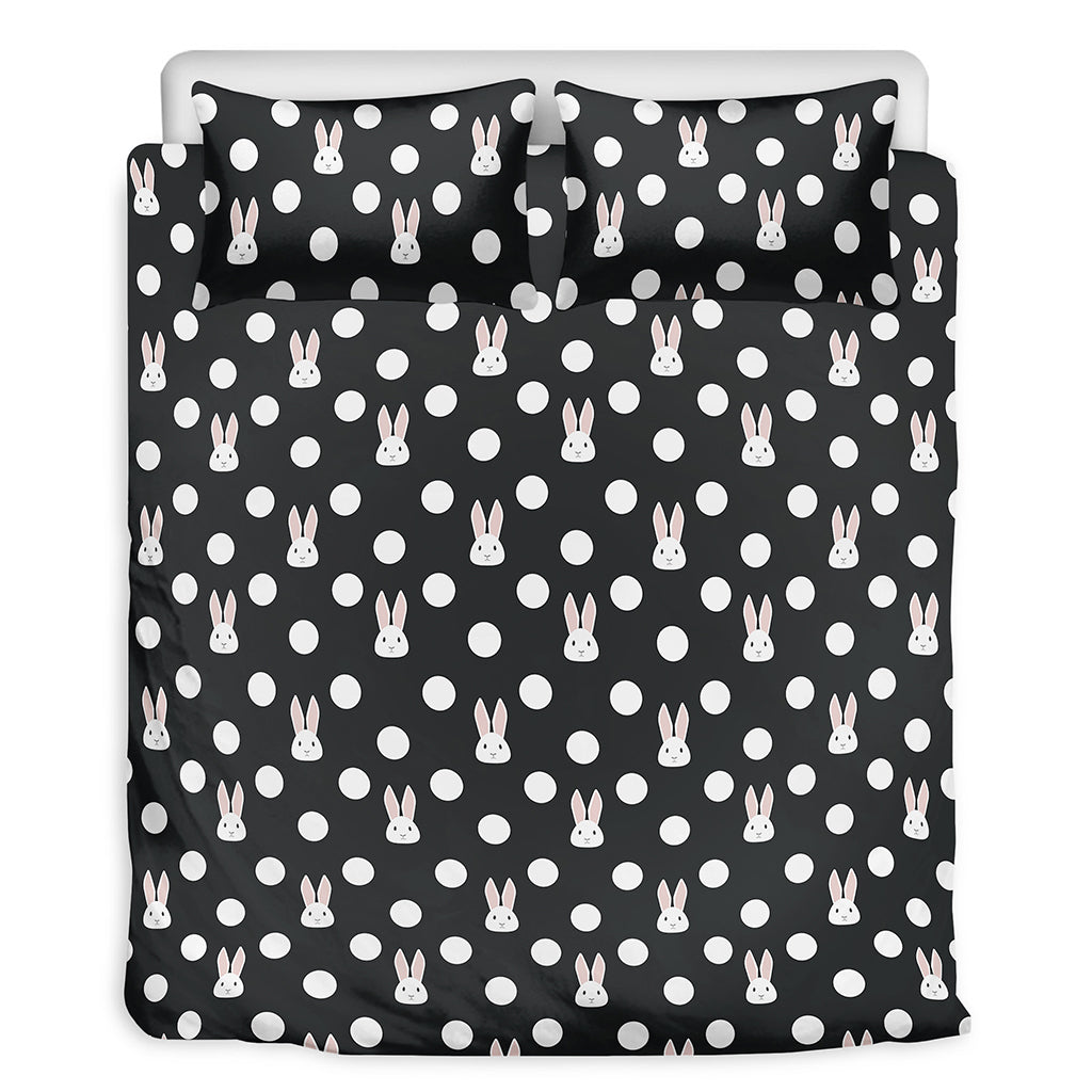 Polka Dot Rabbit Pattern Print Duvet Cover Bedding Set