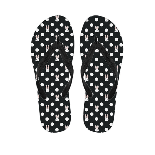 Polka Dot Rabbit Pattern Print Flip Flops