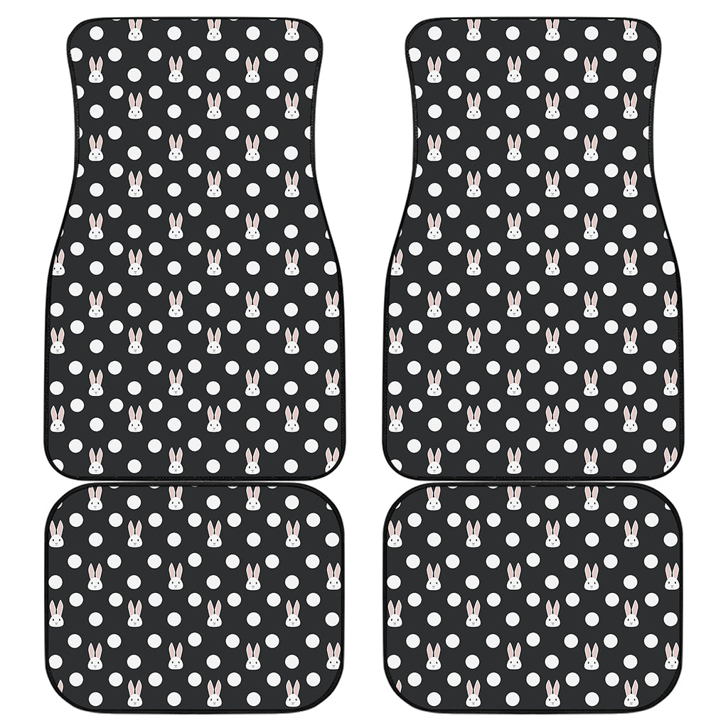 Polka Dot Rabbit Pattern Print Front and Back Car Floor Mats