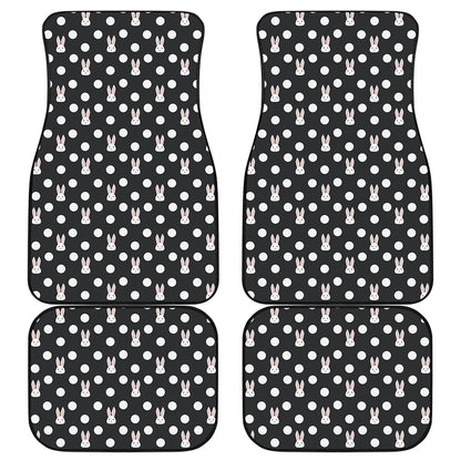 Polka Dot Rabbit Pattern Print Front and Back Car Floor Mats