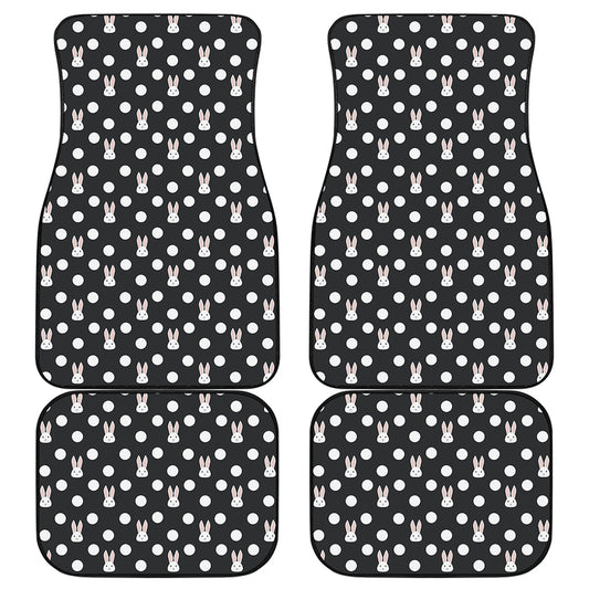 Polka Dot Rabbit Pattern Print Front and Back Car Floor Mats