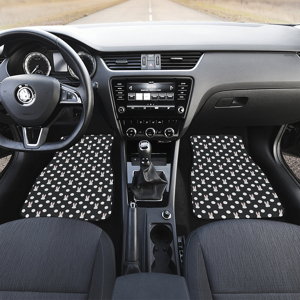 Polka Dot Rabbit Pattern Print Front and Back Car Floor Mats
