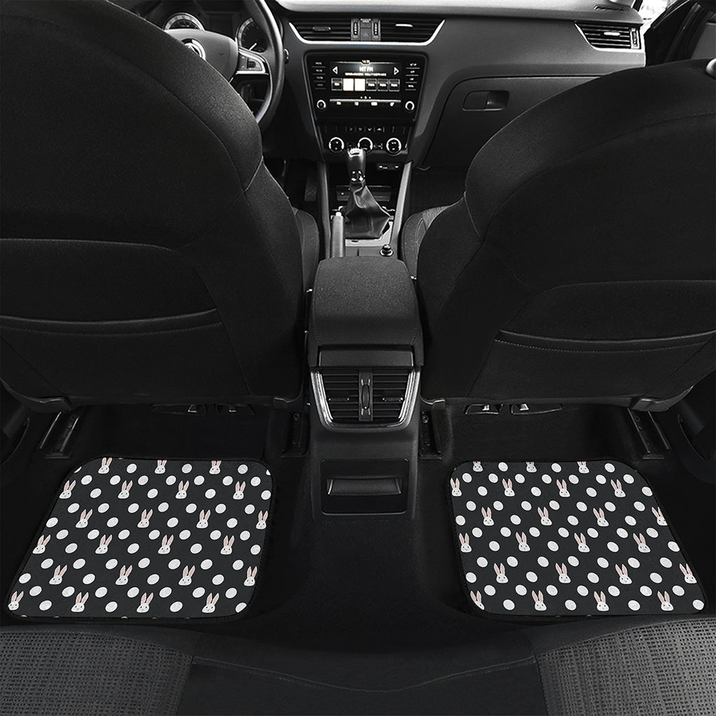 Polka Dot Rabbit Pattern Print Front and Back Car Floor Mats