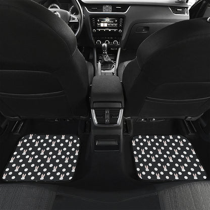 Polka Dot Rabbit Pattern Print Front and Back Car Floor Mats