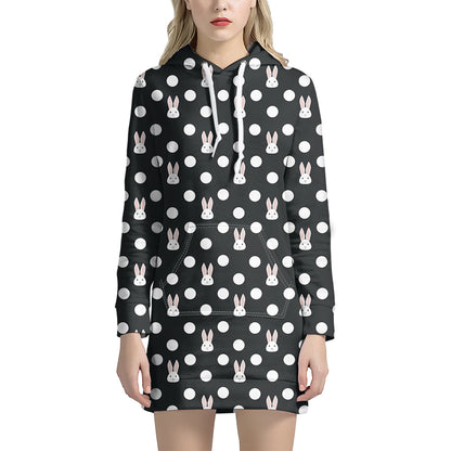 Polka Dot Rabbit Pattern Print Hoodie Dress