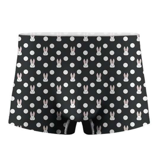 Polka Dot Rabbit Pattern Print Men's Boxer Briefs