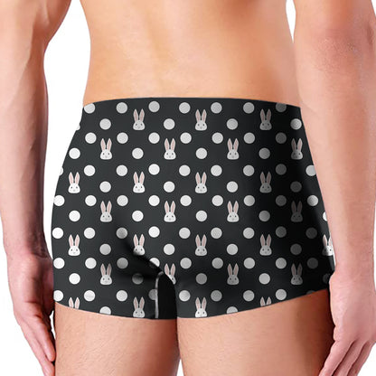 Polka Dot Rabbit Pattern Print Men's Boxer Briefs