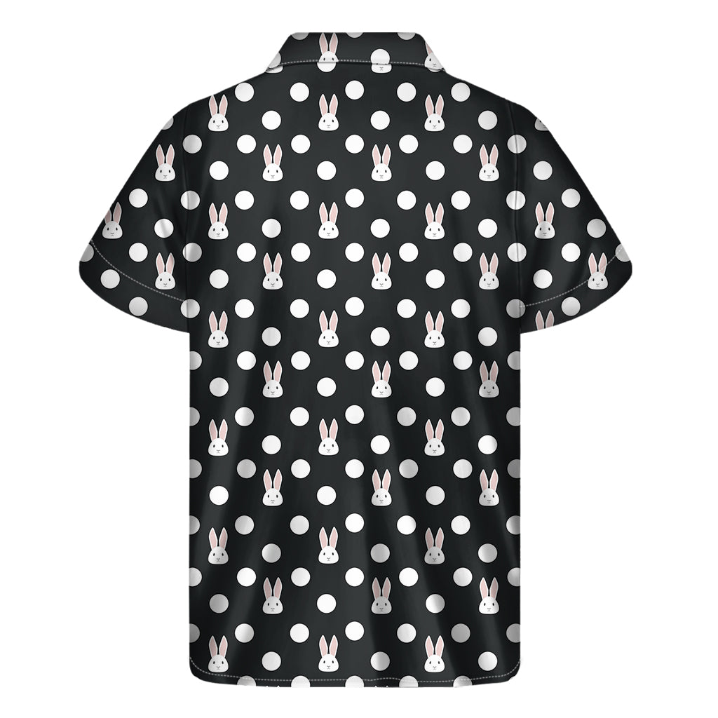 Polka Dot Rabbit Pattern Print Men's Short Sleeve Shirt