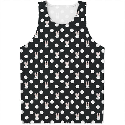 Polka Dot Rabbit Pattern Print Men's Tank Top