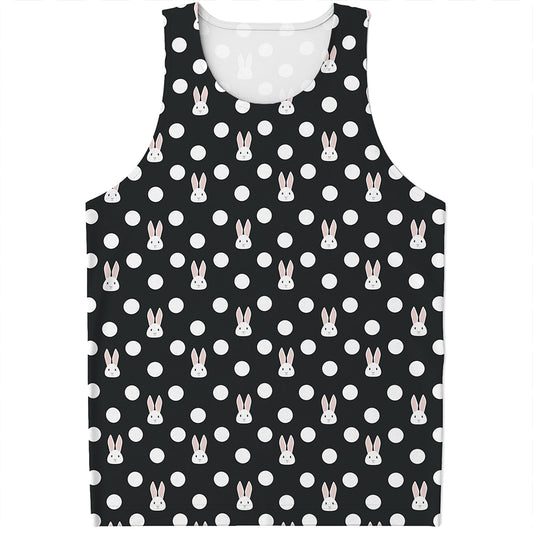 Polka Dot Rabbit Pattern Print Men's Tank Top