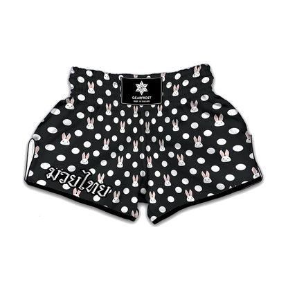 Polka Dot Rabbit Pattern Print Muay Thai Boxing Shorts